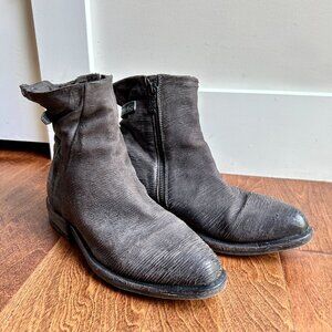 A.S.98 Grey Leather Moto Boots